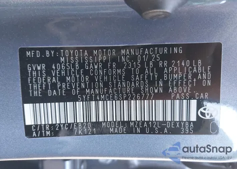 2025 Toyota Corolla Xse from USA, damaged, VIN 5YFT4MCE6SP226777